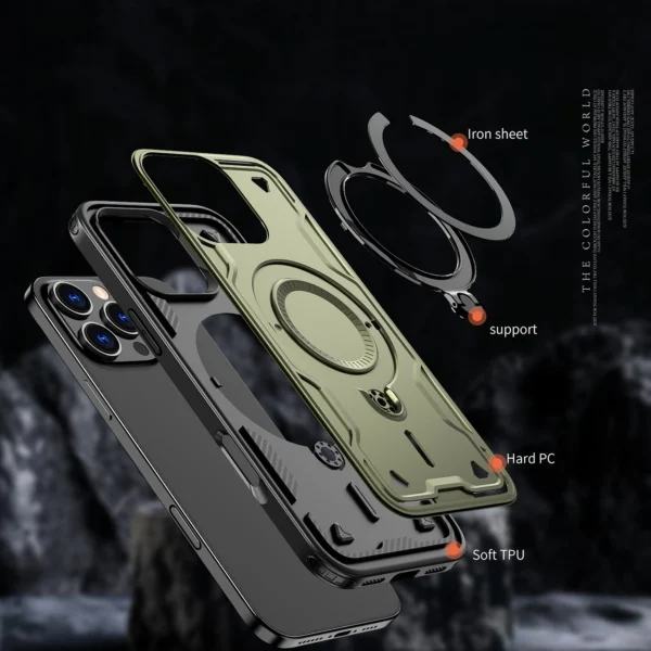 Hybrid Armor Trendy Case with MagSafe for iPhone 16 Pro Max - Greeneng