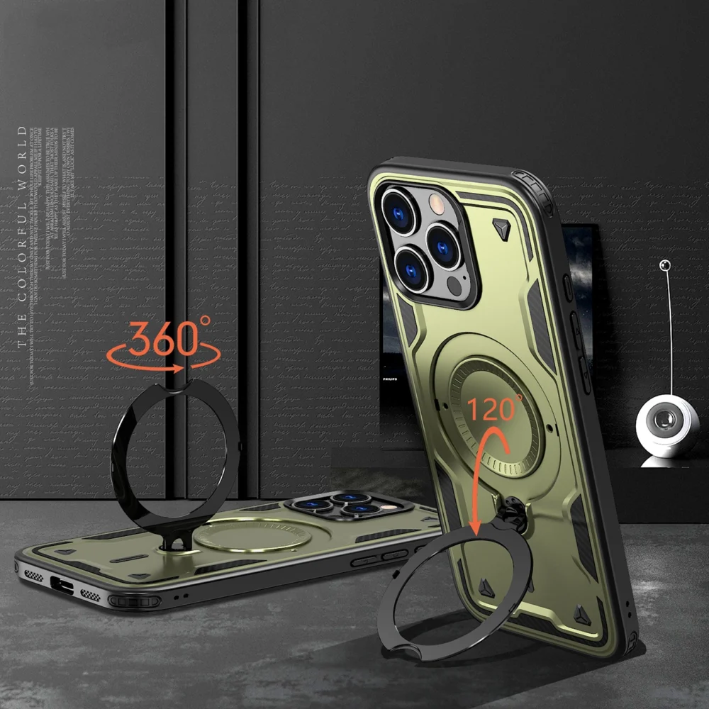 Hybrid Armor Trendy Case with MagSafe for iPhone 16 Pro Max - Greeneng