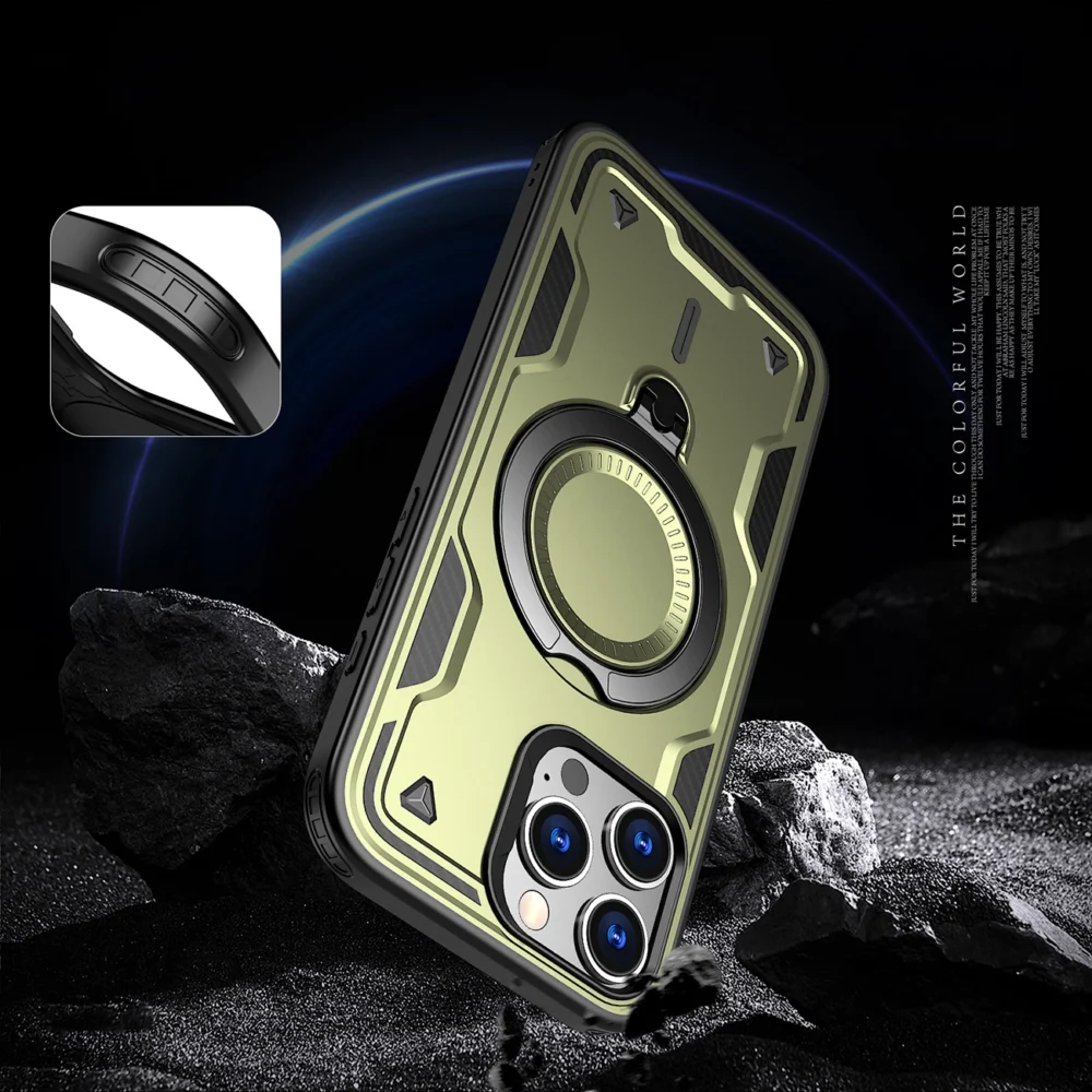 Hybrid Armor Trendy Case with MagSafe for iPhone 16 Pro Max - Greeneng