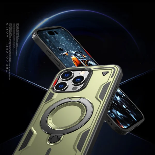 Hybrid Armor Trendy Case with MagSafe for iPhone 16 Pro Max - Greeneng