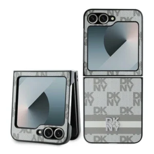 DKNY Checkered Pattern Printed Stripes Case for Samsung Galaxy Z Flip 6 - Beigeeng