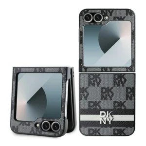 DKNY Checkered Pattern Printed Stripes case for Samsung Galaxy Z Flip 6 - blackeng