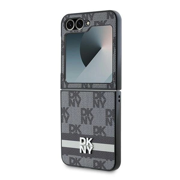 DKNY Checkered Pattern Printed Stripes case for Samsung Galaxy Z Flip 6 - blackeng