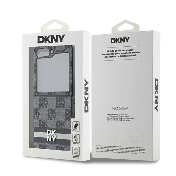 DKNY Checkered Pattern Printed Stripes case for Samsung Galaxy Z Flip 6 - blackeng