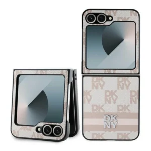 DKNY Checkered Pattern Printed Stripes Case for Samsung Galaxy Z Flip 6 - Pinkeng