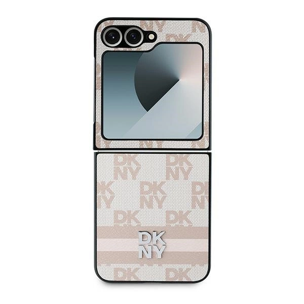 DKNY Checkered Pattern Printed Stripes Case for Samsung Galaxy Z Flip 6 - Pinkeng