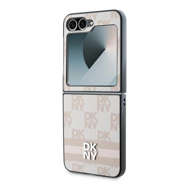 DKNY Checkered Pattern Printed Stripes Case for Samsung Galaxy Z Flip 6 - Pinkeng