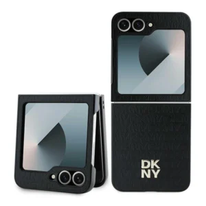 DKNY Repeat Pattern Stack Logo Case for Samsung Galaxy Z Flip6 - Blackeng