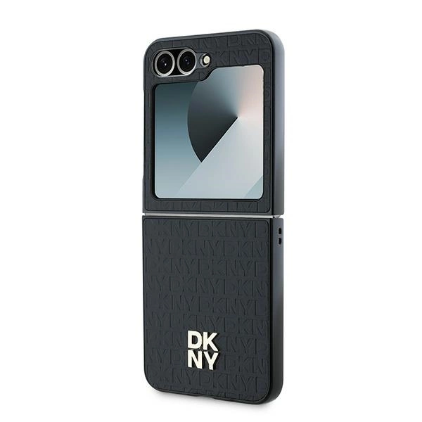 DKNY Repeat Pattern Stack Logo Case for Samsung Galaxy Z Flip6 - Blackeng