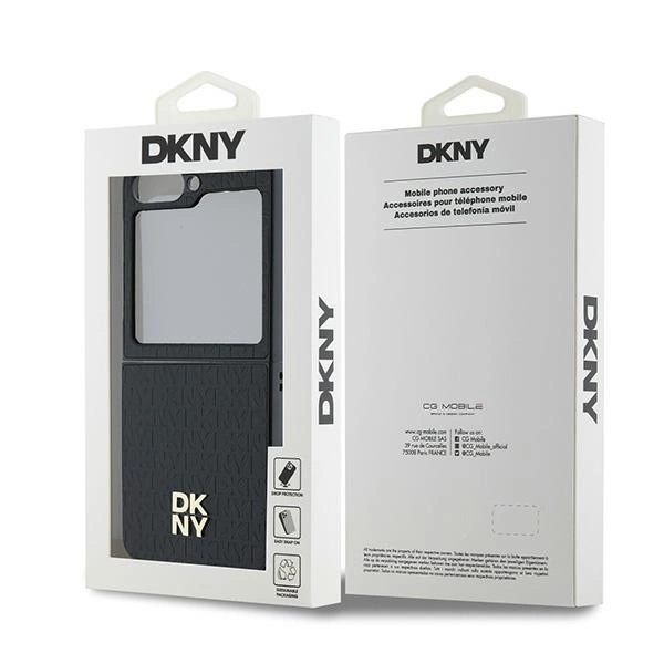 DKNY Repeat Pattern Stack Logo Case for Samsung Galaxy Z Flip6 - Blackeng