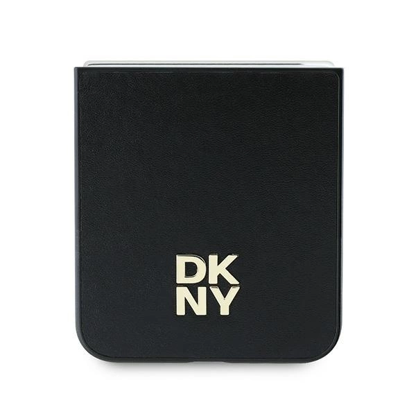 DKNY Leather Metal Stack Logo Case for Samsung Galaxy Z Flip 6 - Blackeng