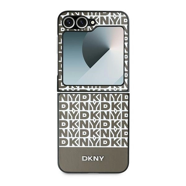 DKNY Repeat Pattern Bottom Stripe Case for Samsung Galaxy Z Flip 6 - Browneng