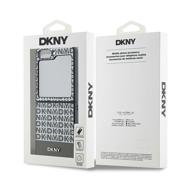 DKNY Repeat Pattern Bottom Stripe Case for Samsung Galaxy Z Flip 6 - Browneng