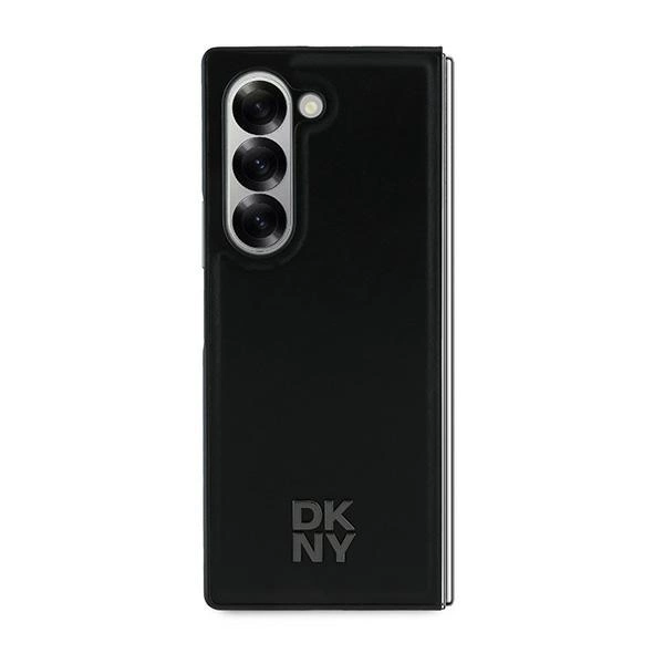 DKNY Magsafe Plain Leather Metal Stack Logo Case for Samsung Galaxy Z Fold 6 - Blackeng