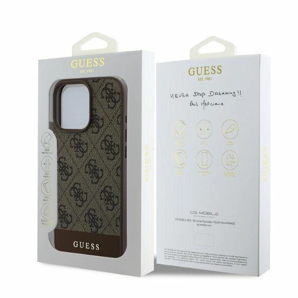 Guess 4G Bottom Stripe case for iPhone 16 Pro - browneng