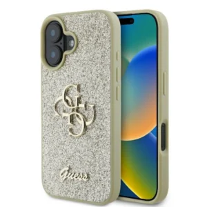 Guess Fixed Glitter Big 4G Case for iPhone 16 Plus - Goldeng