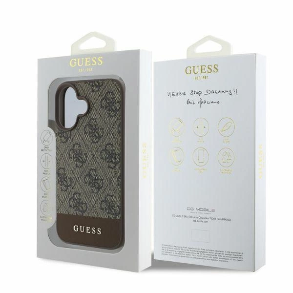 Guess 4G Bottom Stripe iPhone 16 Case - Browneng