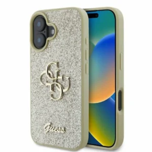 Guess Fixed Glitter Big 4G iPhone 16 Case - Goldeng