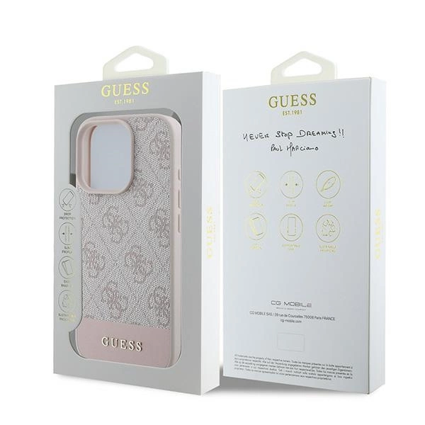 Guess 4G Bottom Stripe Case for iPhone 16 Pro Max - Pinkeng
