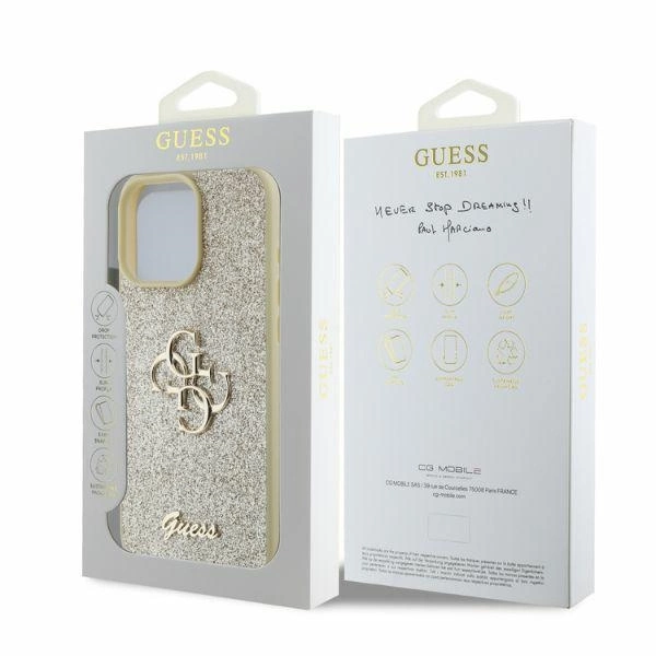 Guess Fixed Glitter Big 4G case for iPhone 16 Pro Max - goldeng