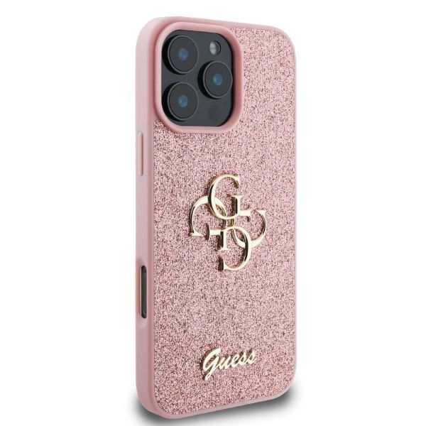 Guess Fixed Glitter Big 4G Case for iPhone 16 Pro Max - Pinkeng