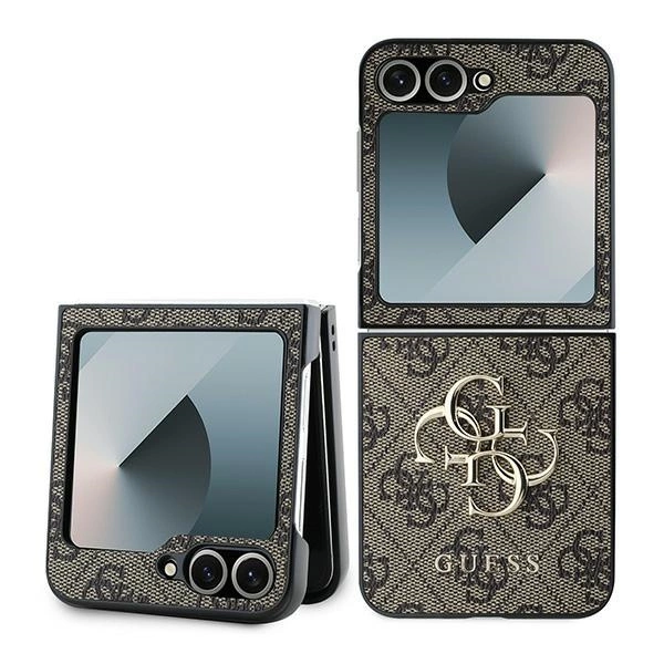 Guess Leather 4G Metal Logo Case for Samsung Galaxy Z Flip 6 - Browneng