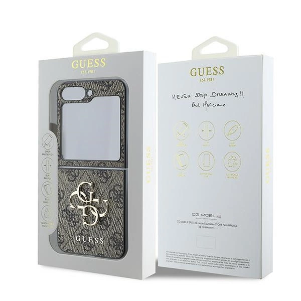 Guess Leather 4G Metal Logo Case for Samsung Galaxy Z Flip 6 - Browneng