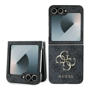 Guess Leather 4G Metal Logo Case for Samsung Galaxy Z Flip 6 - Blackeng