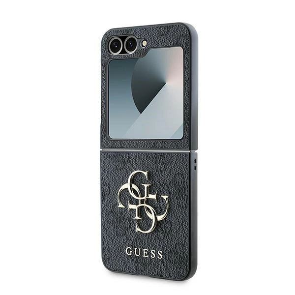 Guess Leather 4G Metal Logo Case for Samsung Galaxy Z Flip 6 - Blackeng