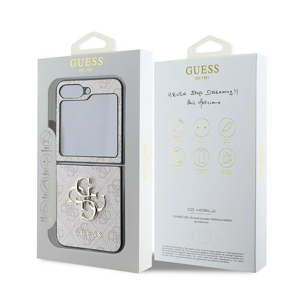 Guess Leather 4G Metal Logo Case for Samsung Galaxy Z Flip 6 - Pinkeng