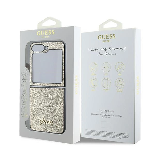 Guess 4G Glitter Script Case for Samsung Galaxy Z Flip 6 - Goldeng