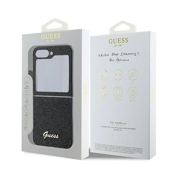 Guess 4G Glitter Script Case for Samsung Galaxy Z Flip 6 - Blackeng
