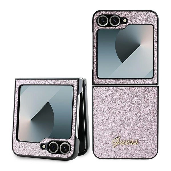 Guess 4G Glitter Script Case for Samsung Galaxy Z Flip 6 - Pinkeng