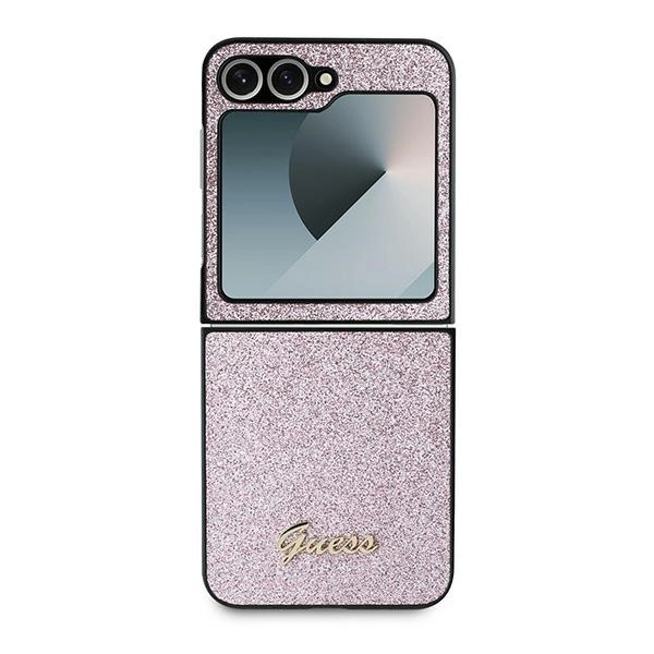 Guess 4G Glitter Script Case for Samsung Galaxy Z Flip 6 - Pinkeng