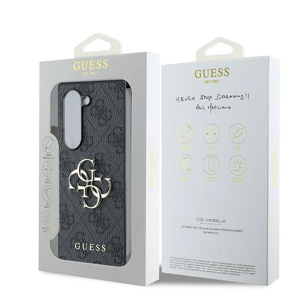 Guess Leather 4G Metal Logo Case for Samsung Galaxy Z Fold 6 - Blackeng