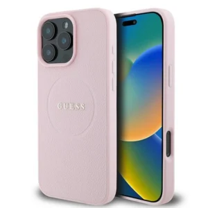 Guess MagSafe Grained Gold Ring iPhone 15 Pro Max Case - Pinkeng