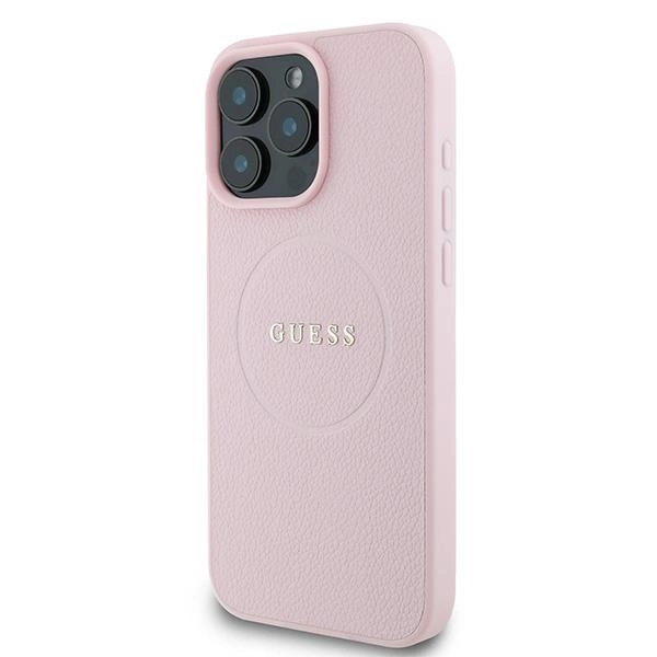 Guess MagSafe Grained Gold Ring iPhone 15 Pro Max Case - Pinkeng