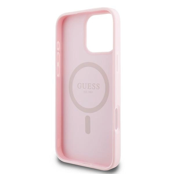 Guess MagSafe Grained Gold Ring iPhone 15 Pro Max Case - Pinkeng