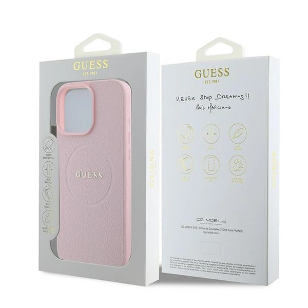 Guess MagSafe Grained Gold Ring iPhone 15 Pro Max Case - Pinkeng