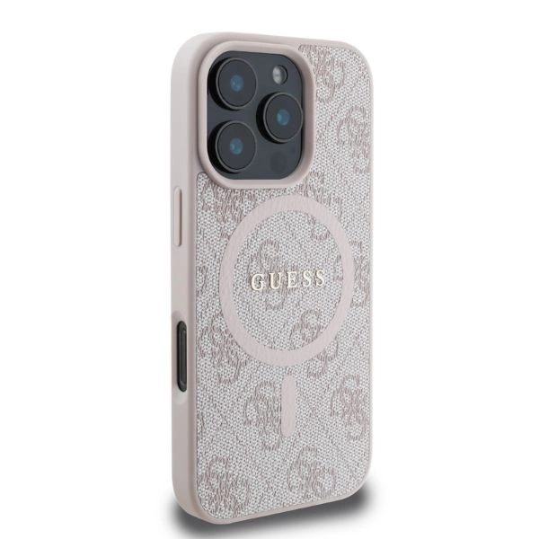 Guess 4G Ring Classic Logo MagSafe iPhone 16 Pro Case - Pinkeng