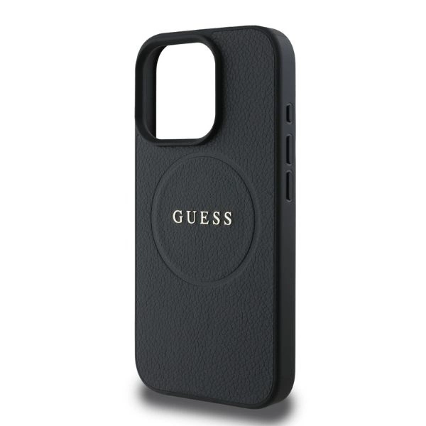 Guess Grained Gold Ring MagSafe case for iPhone 16 Pro - blackeng