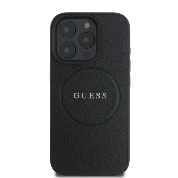 Guess Grained Gold Ring MagSafe case for iPhone 16 Pro - blackeng