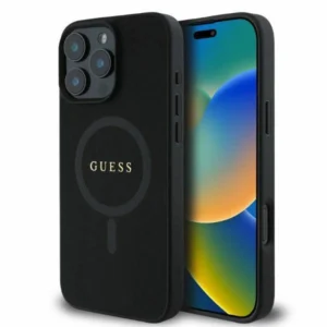 Guess Saffiano Classic Logo MagSafe iPhone 16 Pro Case - Blackeng