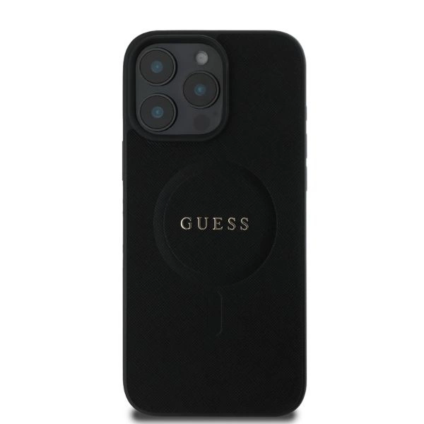 Guess Saffiano Classic Logo MagSafe iPhone 16 Pro Case - Blackeng