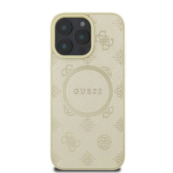 Guess Saffiano Peony Classic Logo MagSafe case for iPhone 16 Pro - goldeng