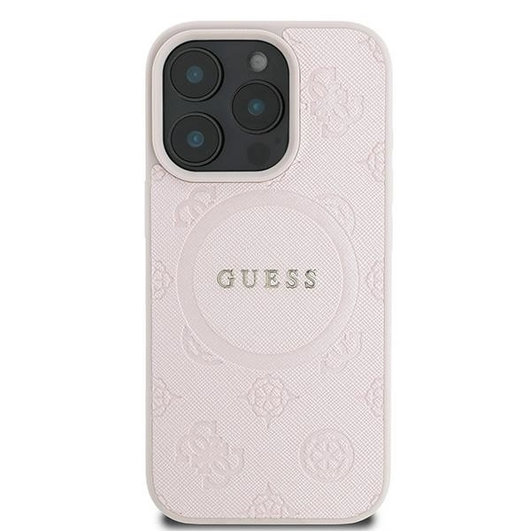 Guess Saffiano Peony Classic Logo MagSafe iPhone 16 Pro Case - Pinkeng