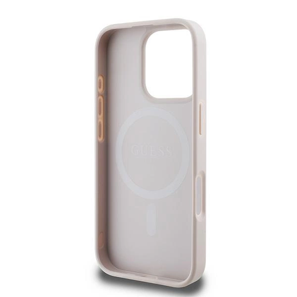 Guess Saffiano Peony Classic Logo MagSafe iPhone 16 Pro Case - Pinkeng