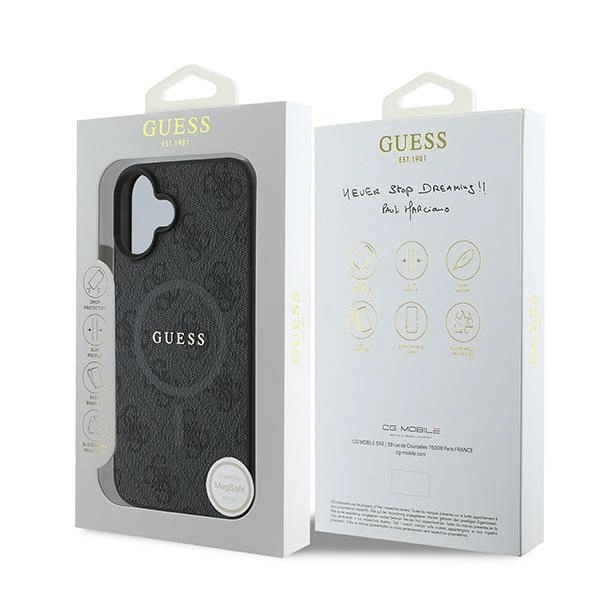 Guess 4G Ring Classic Logo MagSafe case for iPhone 16 Plus - blackeng