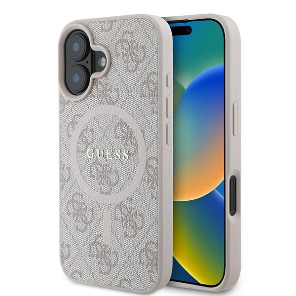 Guess 4G Ring Classic Logo MagSafe iPhone 16 Plus Case - Pinkeng