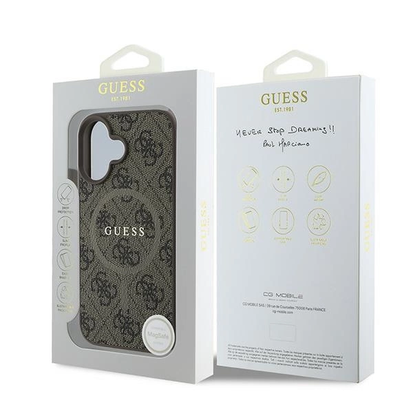 Guess 4G Ring Classic Logo MagSafe iPhone 16 Plus Case - Browneng